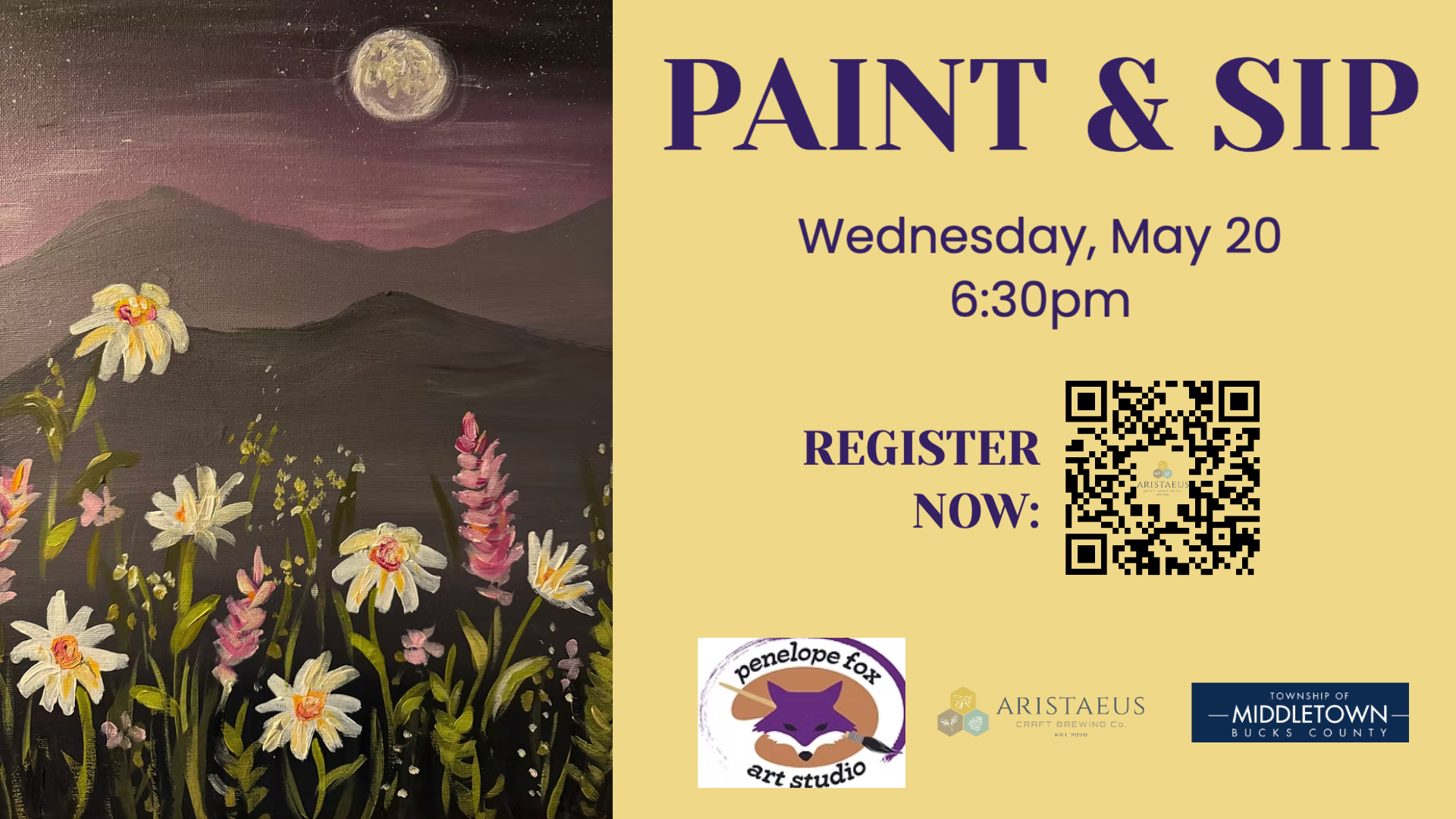 Paint and Sip Night with Penelope Fox Art Studio at Aristaeus Craft Brewing Co.