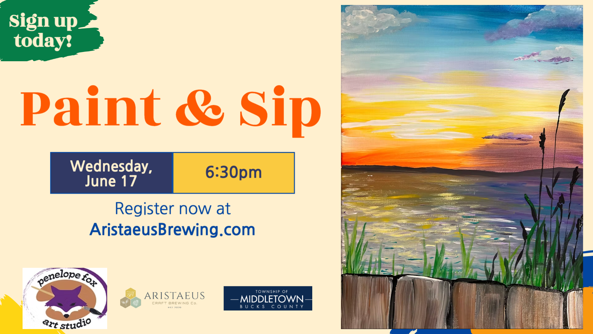 Paint and Sip Night with Penelope Fox Art Studio at Aristaeus Craft Brewing Co.