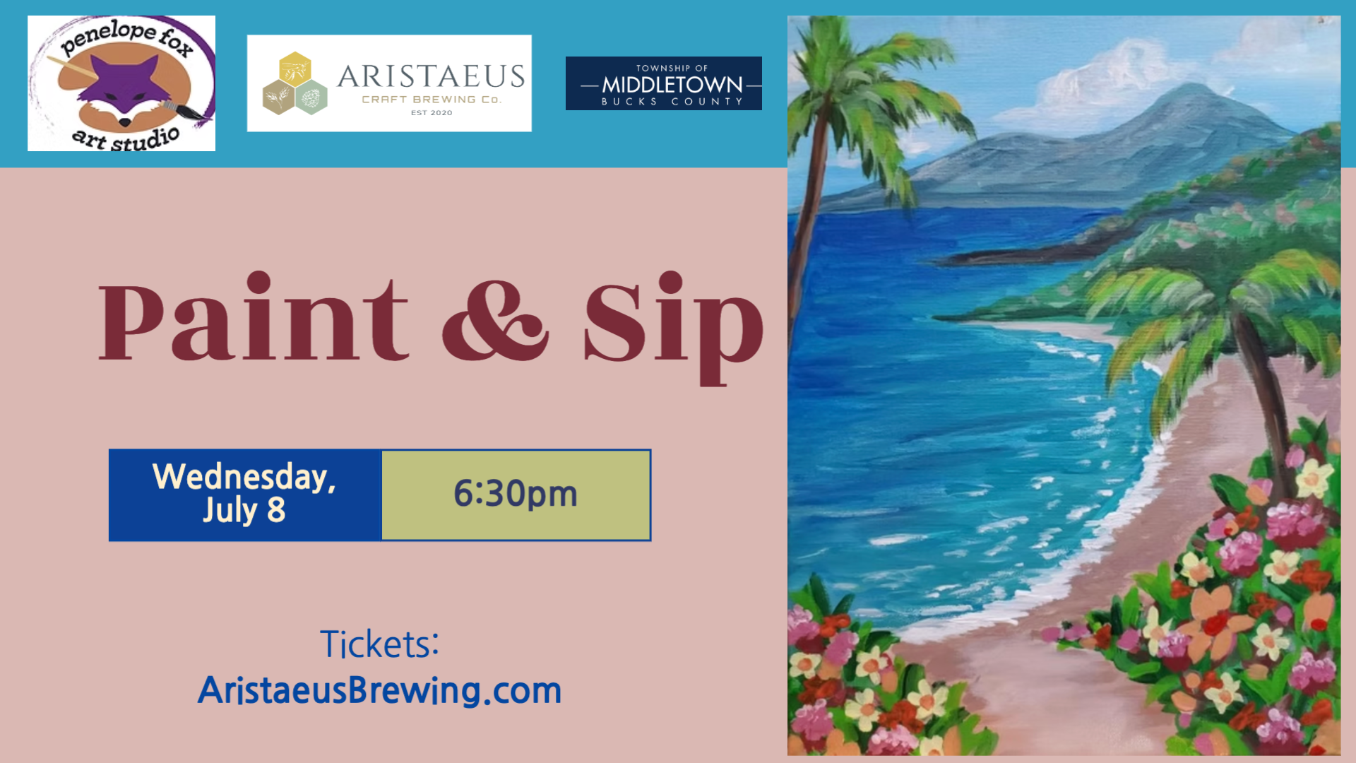 Paint and Sip Night with Penelope Fox Art Studio at Aristaeus Craft Brewing Co.